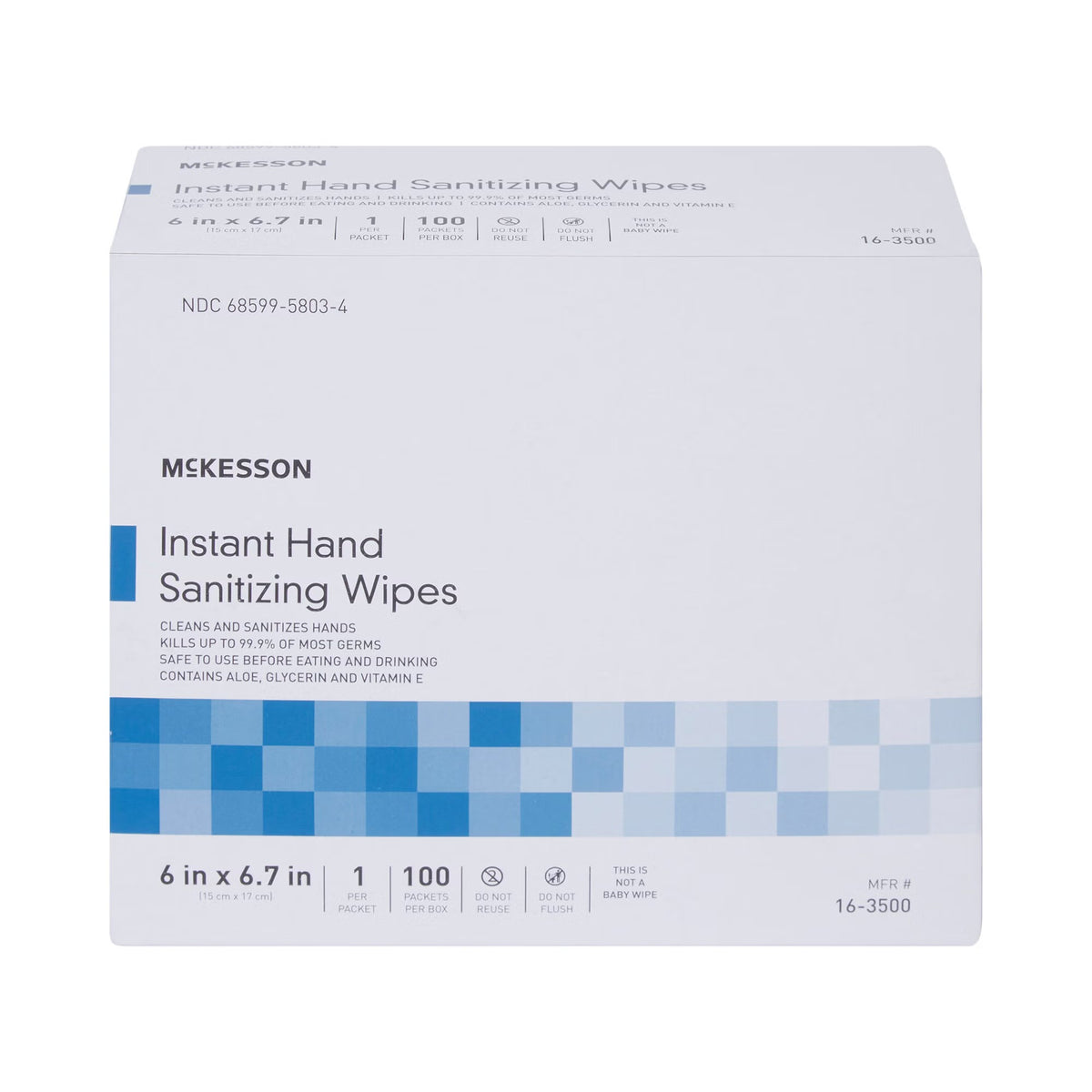 McKesson Instant Hand Sanitizing Wipes, 6" x 6.7" - 16-3500 - LL Medico