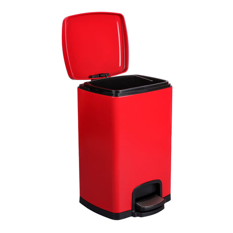 McKesson Trash Can, Square, Metal, Red, 12.6 x 12.2 x 19.3" - 16-35270 - LL Medico