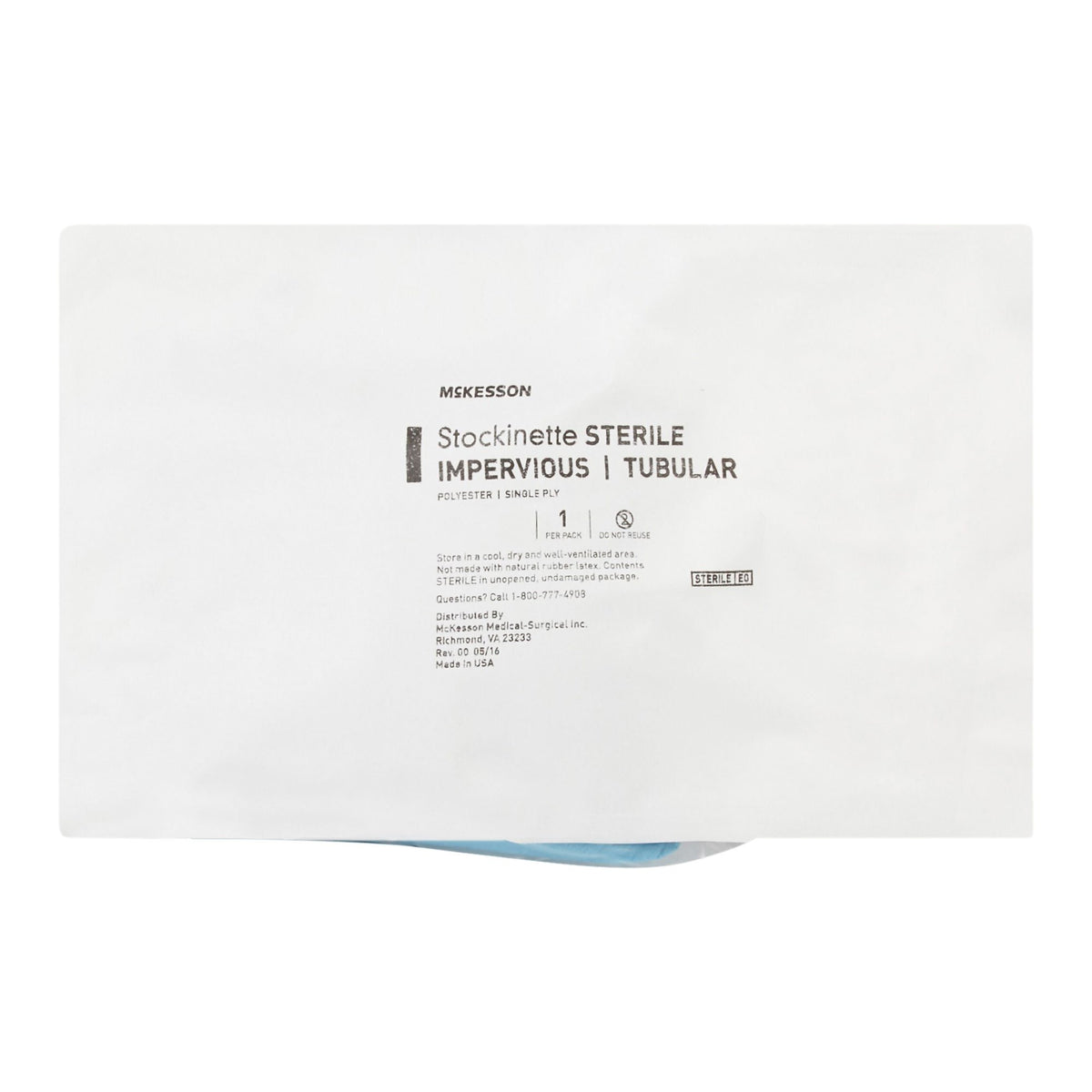 McKesson Surgical Stockinette, Impervious Tubular, 6" x 30", Blue/White, Polyester Knit/Elastomeric Film, Sterile - 16-3M-630 - LL Medico
