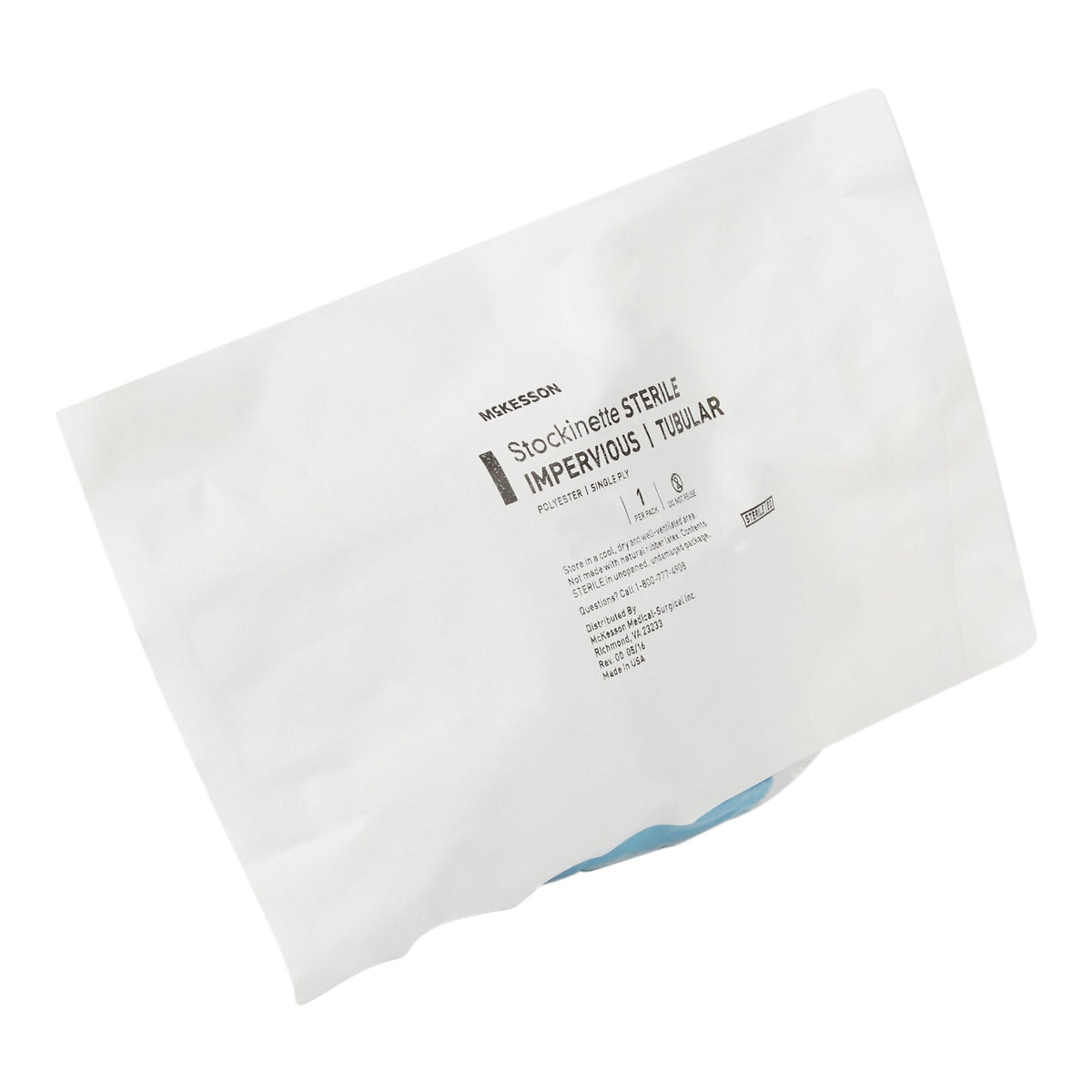 McKesson Surgical Stockinette, Impervious Tubular, 6" x 30", Blue/White, Polyester Knit/Elastomeric Film, Sterile - 16-3M-630 - LL Medico