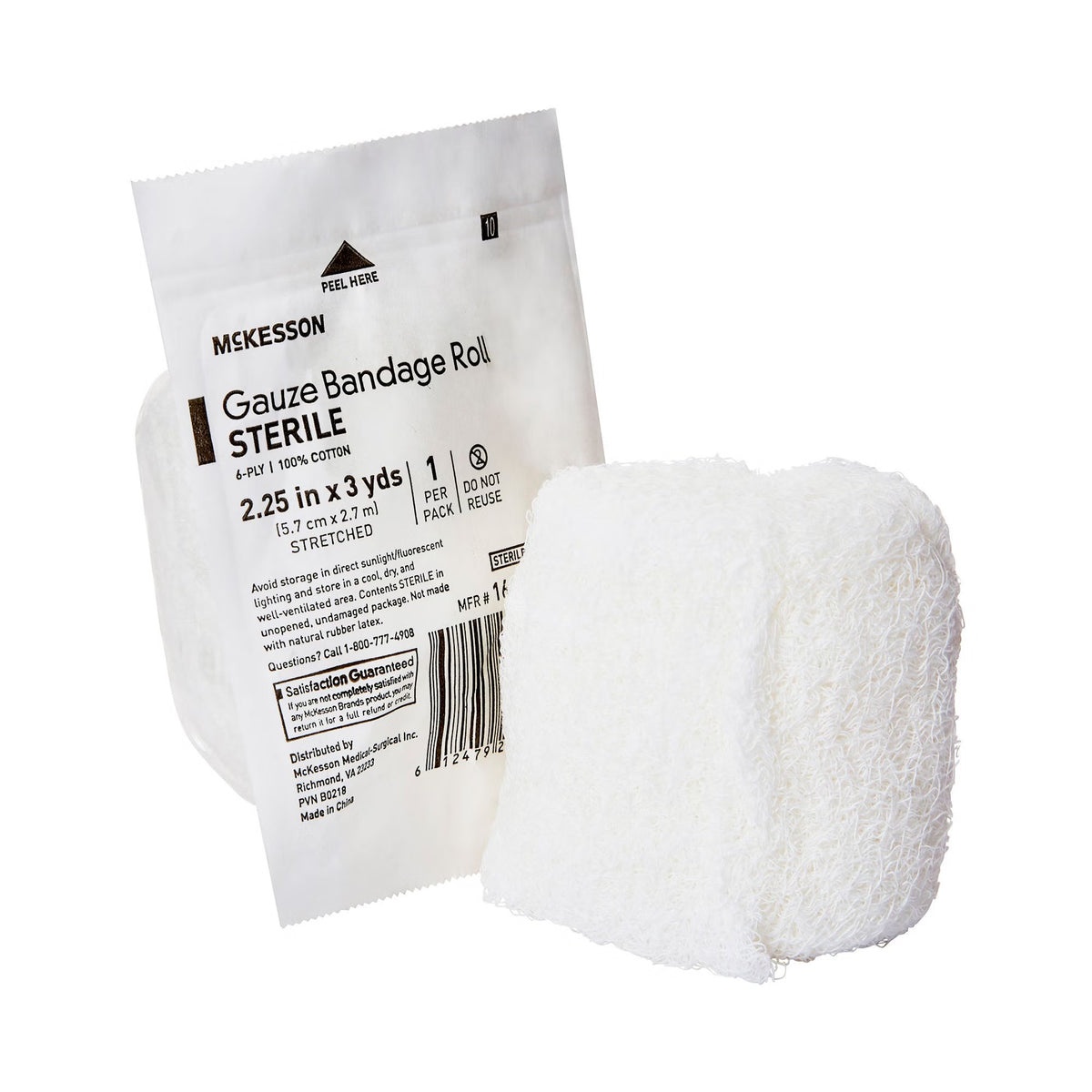 McKesson Sterile Fluff Bandage Roll, 2-1/4 Inch x 3 Yard, Six-Ply