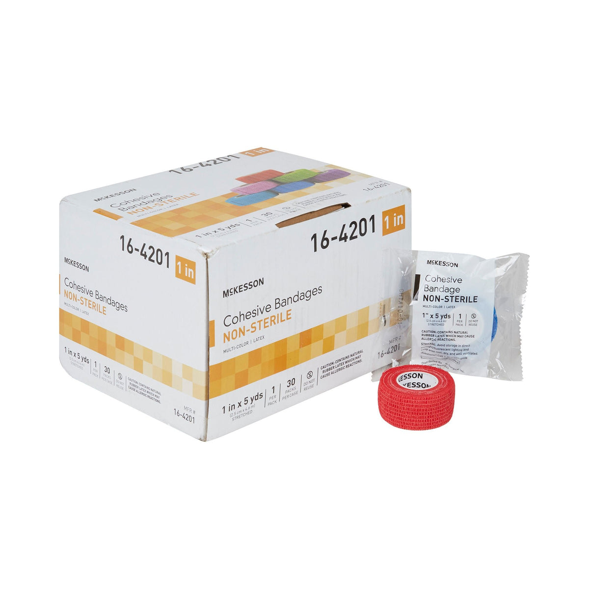 McKesson Cohesive Bandage, Self-Adherent Closure, Elastic, Nonsterile, Standard Compression, Purple - Pink - Green - Light Blue - Royal Blue - Red, Contains Latex - LL Medico
