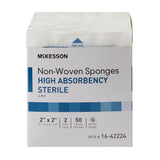 McKesson Nonwoven Sponge, Sterile, 2 x 2", 4-Ply, Polyester / Rayon, White - 16-42224 - LL Medico