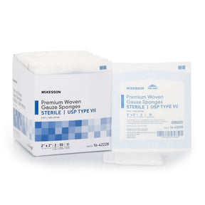 McKesson Gauze Sponge, Sterile, USP Type VII Gauze, White, 2 x 2", 8-Ply - 16-42228 - LL Medico