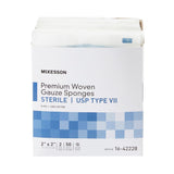 McKesson Gauze Sponge, Sterile, USP Type VII Gauze, White, 2 x 2", 8-Ply - 16-42228 - LL Medico