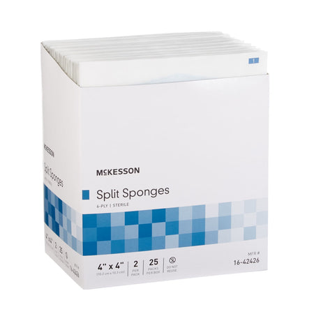McKesson Split Sponges, 4" x 4", 6-Ply Sterile - 16-42426 - LL Medico