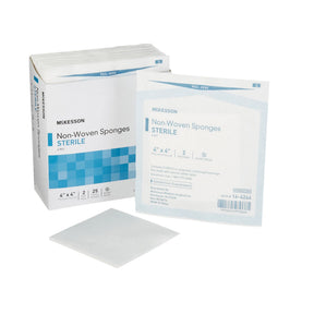 McKesson Nonwoven Sponge, Sterile, 4 x 4", 4-Ply, White, Polyester / Rayon - 16-4244 - LL Medico
