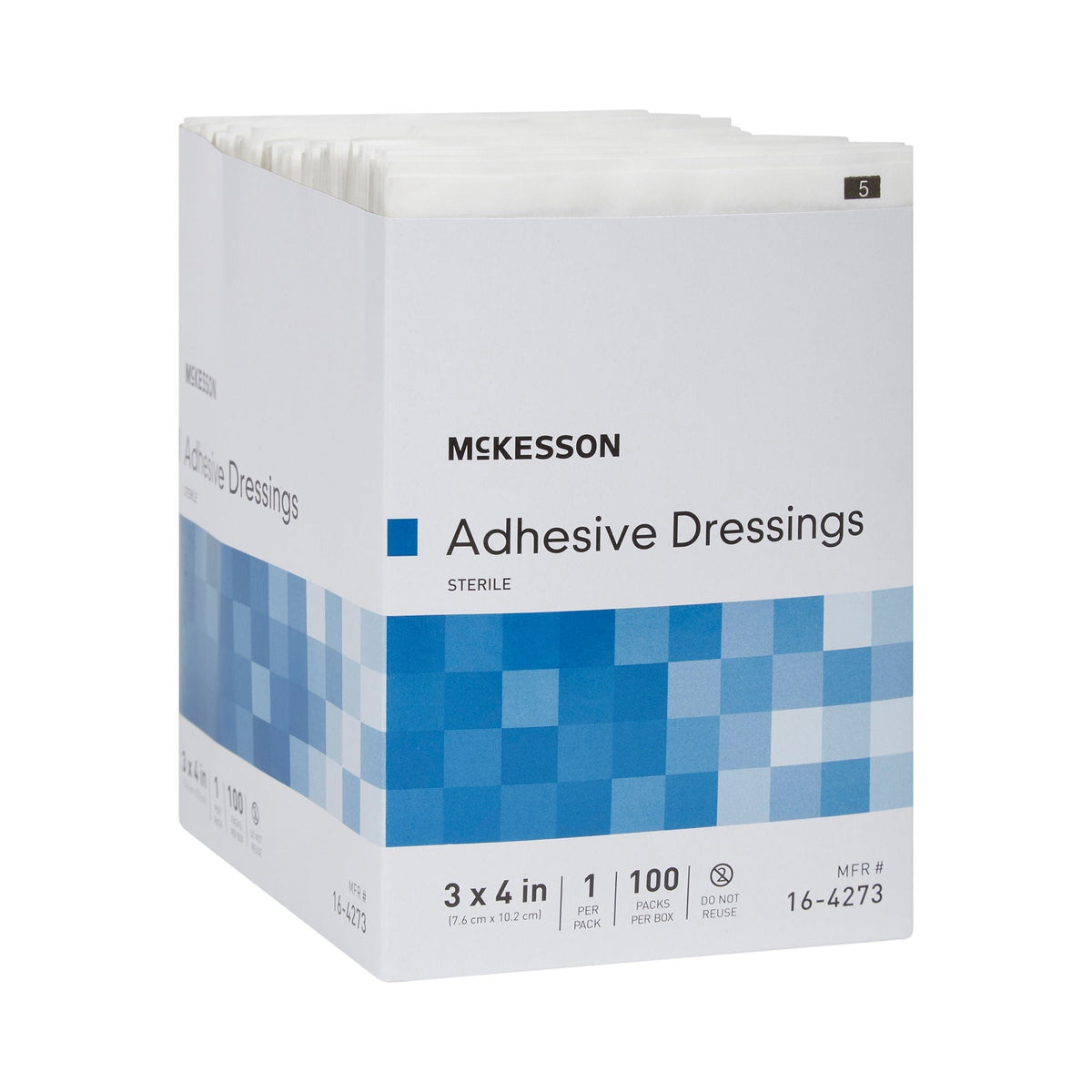 McKesson Adhesive Dressing, Non-Adherent, White, Cotton / Polyester, Sterile, 3 x 4" - 16-4273 - LL Medico