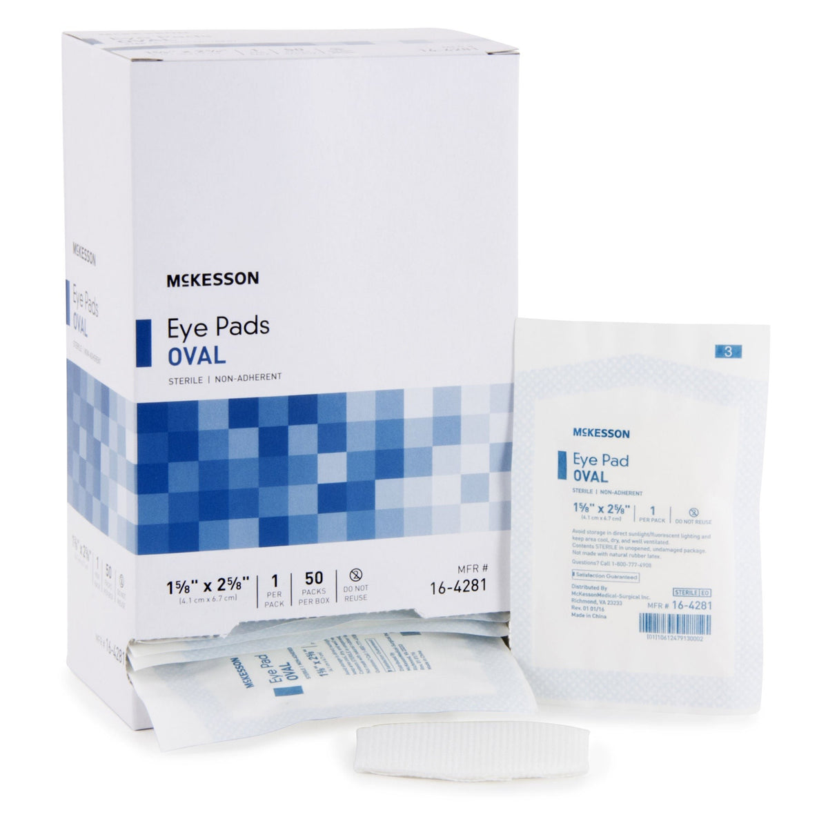 McKesson Eye Pad, Oval, White, Cotton Filler with Nonwoven Outer Layer, Sterile - LL Medico