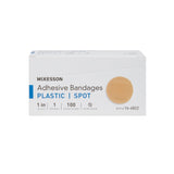 McKesson Adhesive Spot Bandage, Round, Plastic, Tan, Sterile, 1" Diameter - 16-4822 - LL Medico