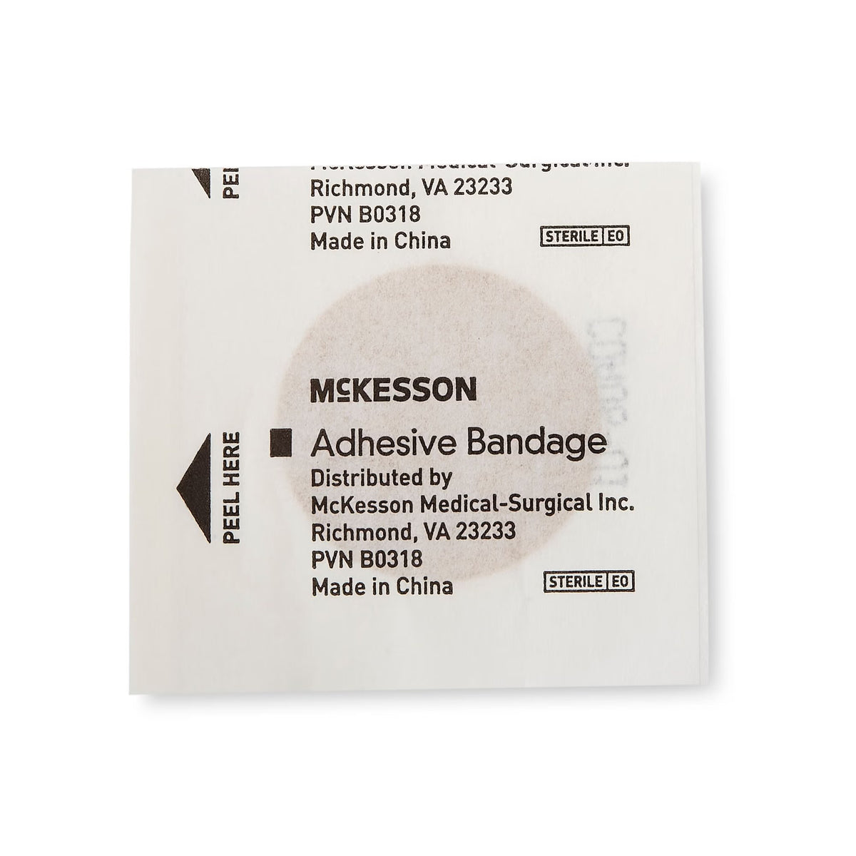 McKesson Adhesive Spot Bandage, Round, Plastic, Tan, Sterile, 1" Diameter - 16-4822 - LL Medico