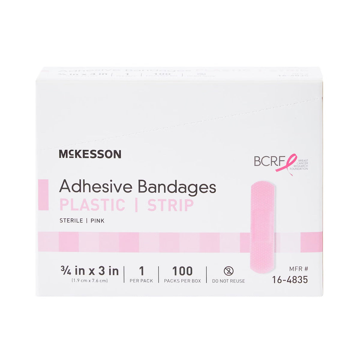 McKesson Pink Adhesive Strip, 3/4 x 3 Inch