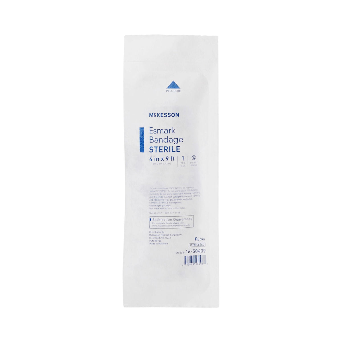 McKesson Esmark Compression Bandage, No Closure, High Compression, Blue, Polyisoprene, Sterile - LL Medico