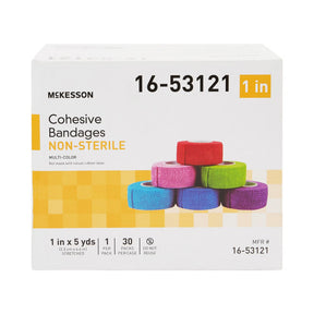McKesson Cohesive Bandage, Self-Adherent Closure, Elastic, Purple Pink Green Light Blue Royal Blue Red, NonSterile, Standard Compression - LL Medico