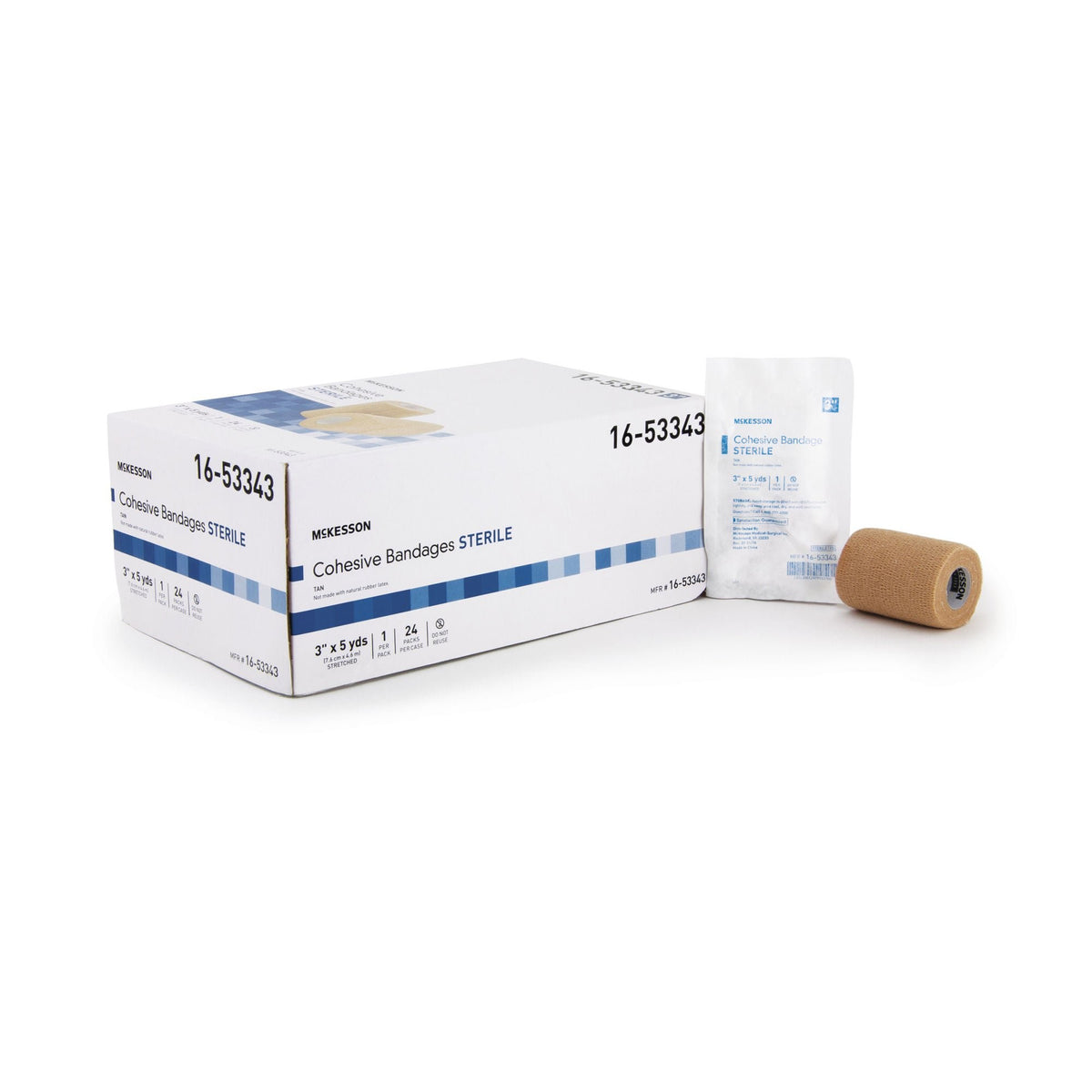 McKesson Cohesive Bandage, Self-Adherent, Tan, Sterile, Latex-Free, Elastic - LL Medico