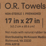 McKesson O.R. Towel, Blue, Plain Weave, Non-Radiopaque, Cotton, NonSterile, 17 x 27" - 16-6000-B - LL Medico