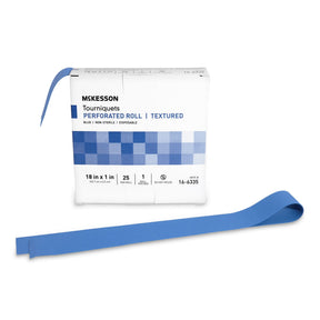 McKesson Tourniquet Strap, Perforated / Rolled, Textured Polyisoprene, Blue, Non-Sterile, 1 x 18" - 16-6335 - LL Medico