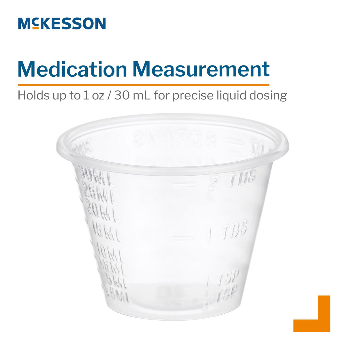 McKesson Graduated Medicine Cup, 1 oz, Clear, Disposable - 16-9505 - LL Medico