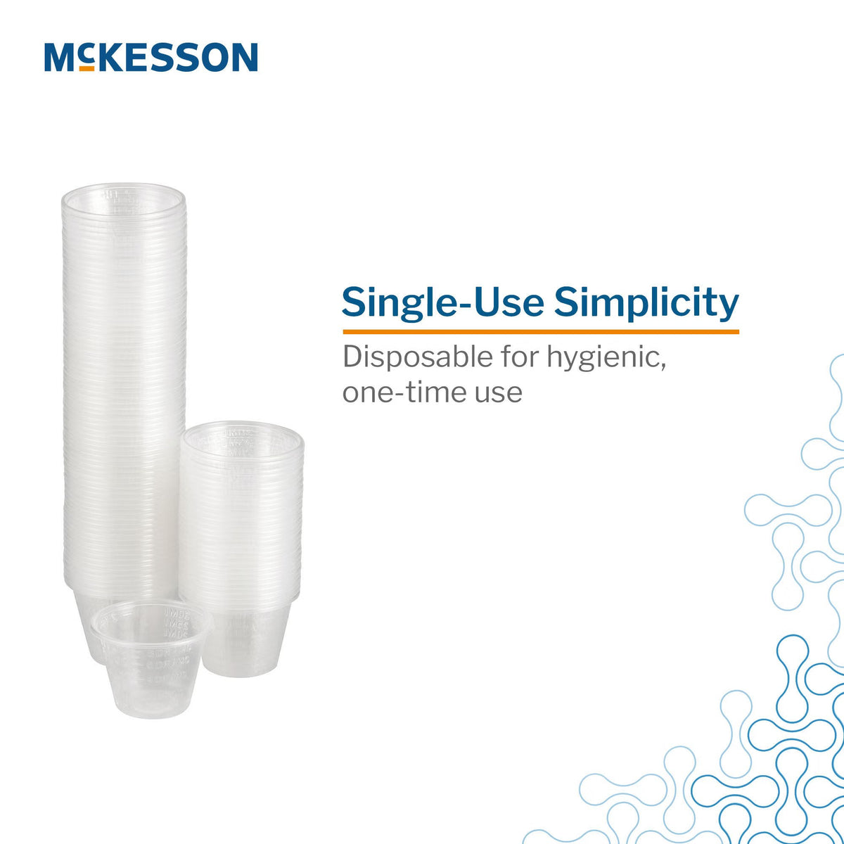 McKesson Graduated Medicine Cup, 1 oz, Clear, Disposable - 16-9505 - LL Medico