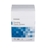 McKesson Flexible Drinking Straw, 7.75" Length, White, Plastic, Individually Wrapped - 16-9550 - LL Medico