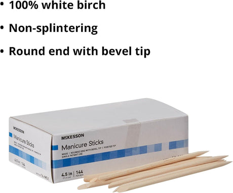 McKesson Manicure Sticks, Wood, 4.5"
