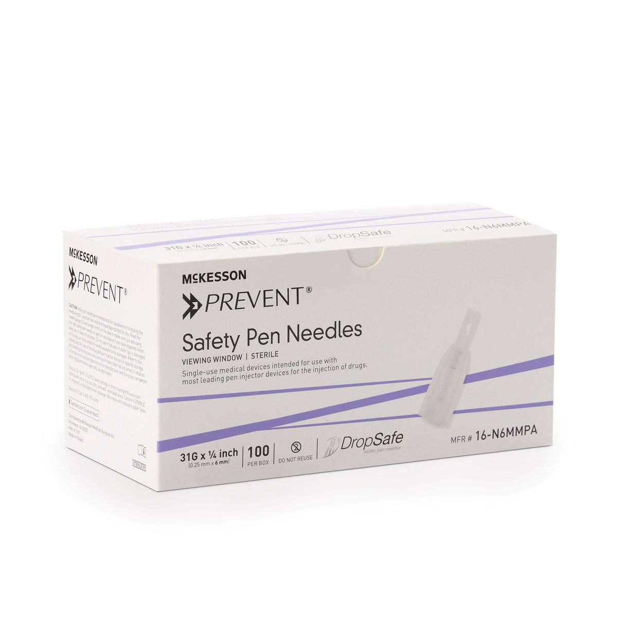 McKesson Prevent Safety Insulin Pen Needle, 31 Gauge, 6 mm Length, Sterile - 16-N6MMPA - LL Medico