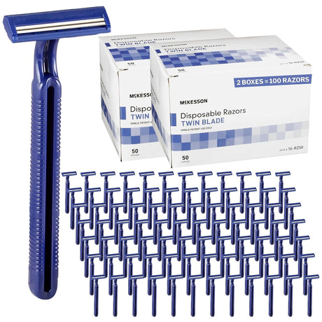 McKesson Twin Blade Disposable Razor, Blue