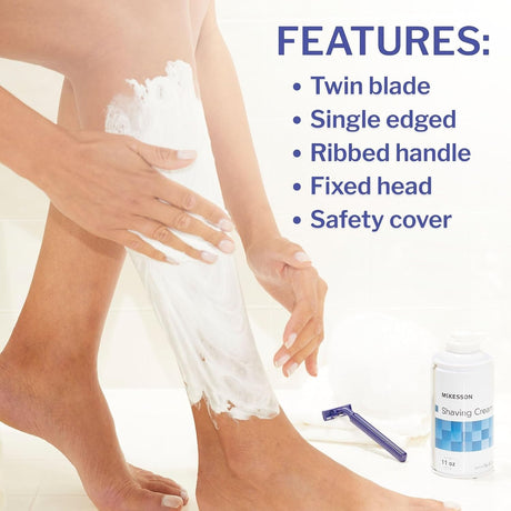 McKesson Twin Blade Disposable Razor, Blue