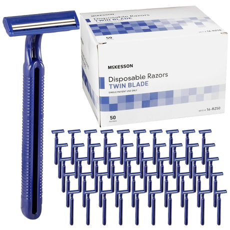 McKesson Twin Blade Disposable Razor, Blue