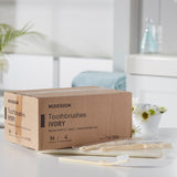 McKesson Toothbrush, Ivory, Adult Medium, Curved Handle