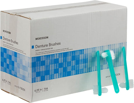 McKesson Denture Brush Two-Sided, Green, 4.25"