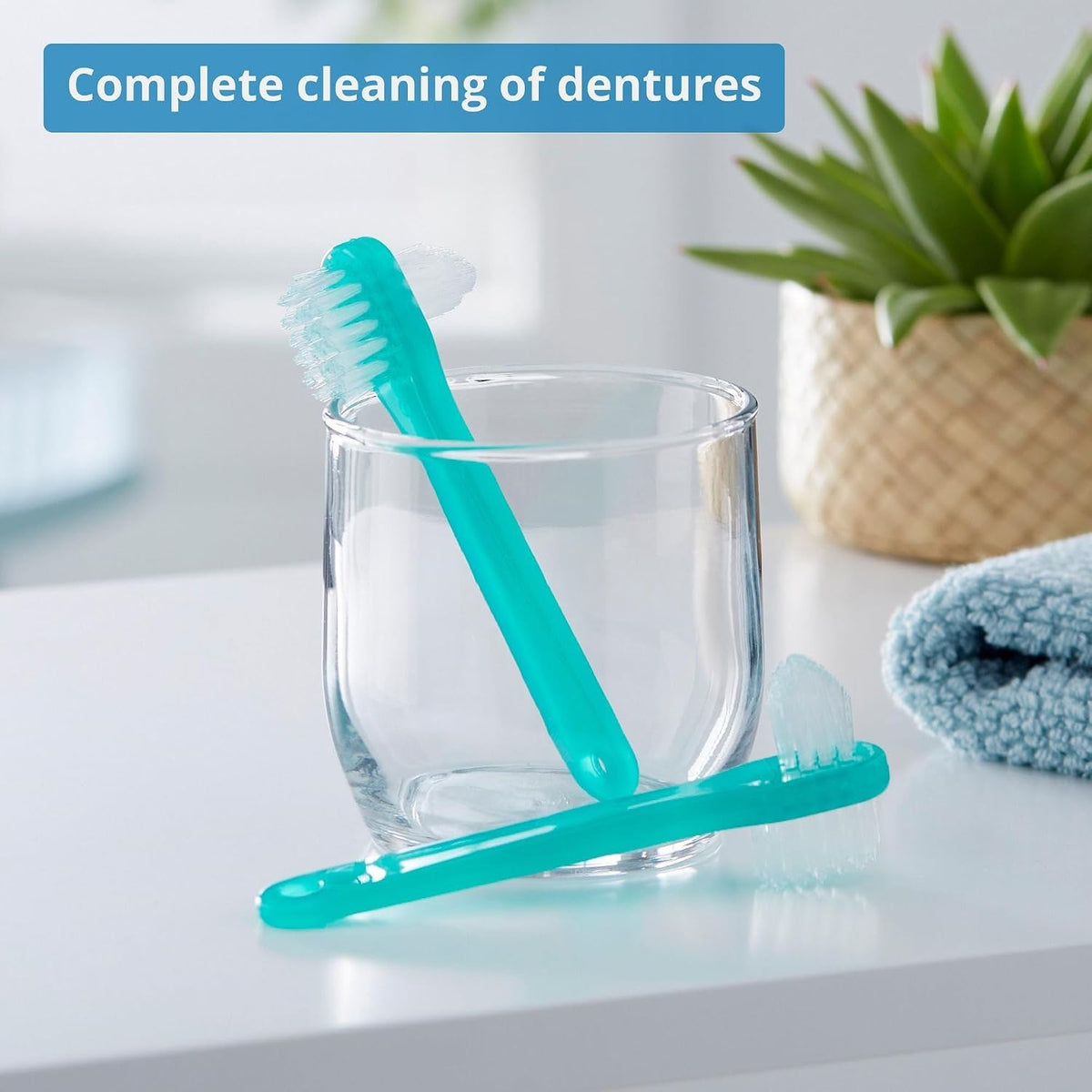 McKesson Denture Brush Two-Sided, Green, 4.25"