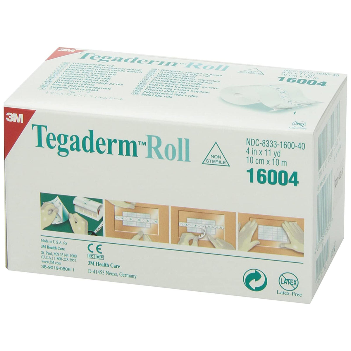 3M Tegaderm Transparent Film Dressing Roll, 4" x 11yd, Adhesive / Film, Nonsterile - 16004-Case - LL Medico