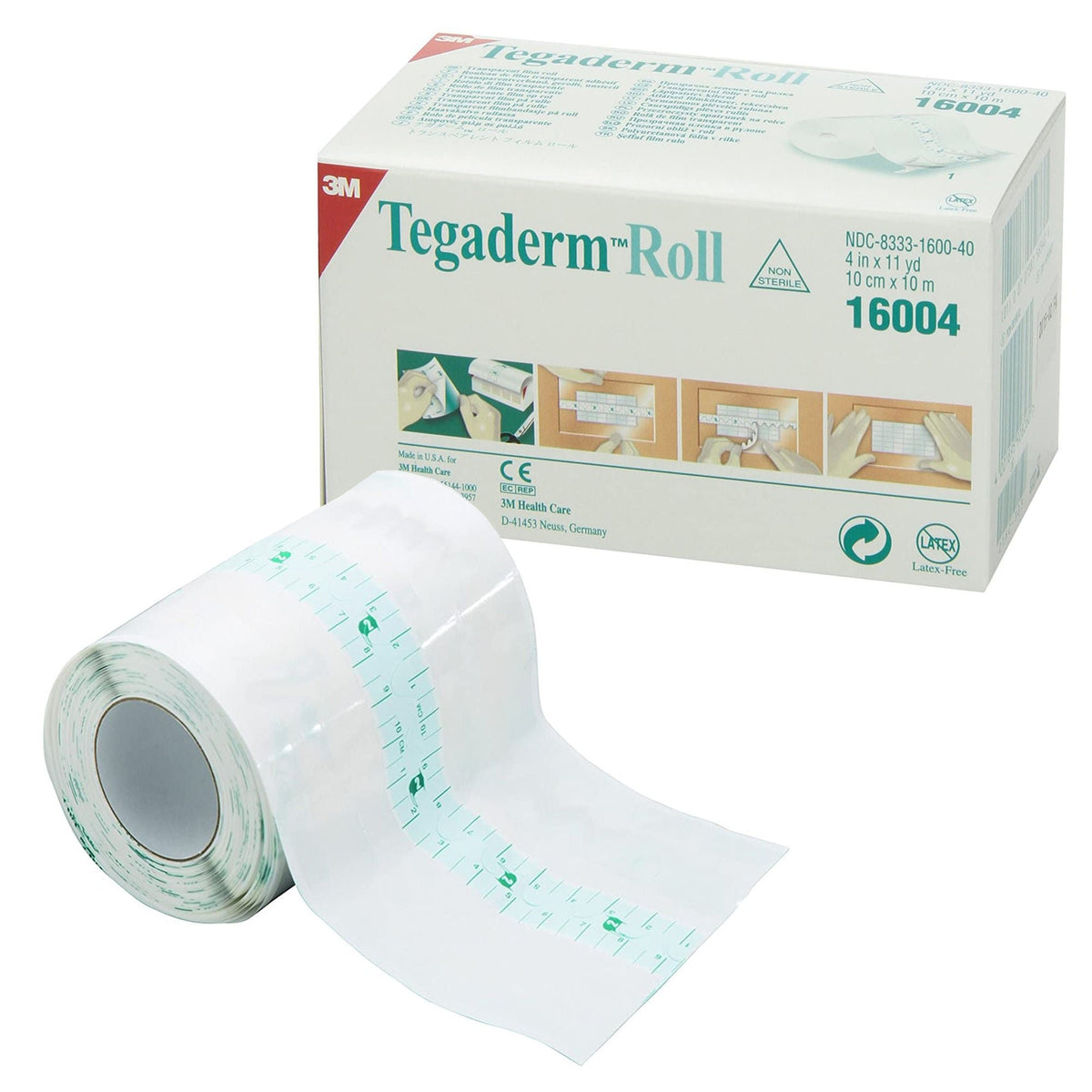 3M Tegaderm Transparent Film Dressing Roll, 4" x 11yd, Adhesive / Film, Nonsterile - 16004-Case - LL Medico