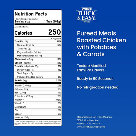 Thick-It Thick & Easy Pureed Roasted Chicken with Potatoes & Carrots, 7 oz
