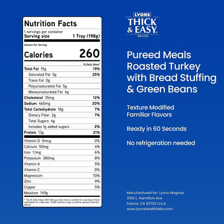 Thick-It Thick & Easy Pureed Turkey with Stuffing & Green Beans, 7 oz