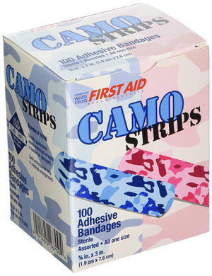 Dukal American White Cross Stat Strip Kid Design (Blue / Pink Camo) Adhesive Strip