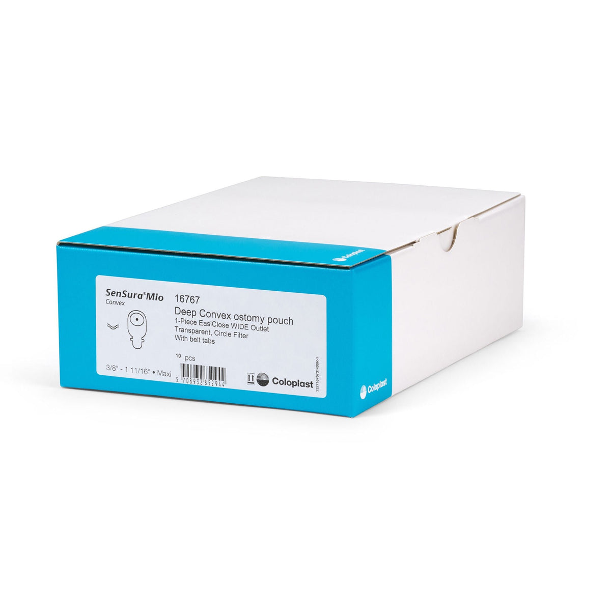 Coloplast SenSura Mio Convex Deep One-Piece Pouch, Deep Convex, Cut-to-Fit, Transparent, 11-Inch, with Filter