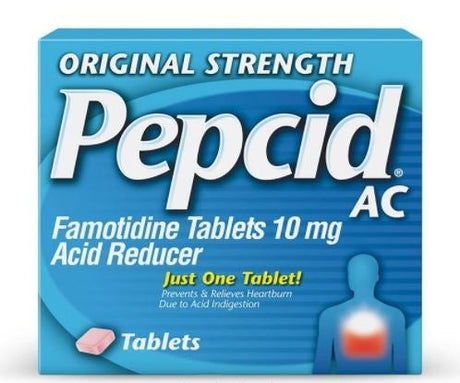 Pepcid AC Original Strength Acid Reducer Tablets, Famotidine 10 mg
