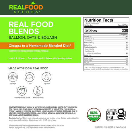 Real Food Blends Tube Feeding Formula, Salmon, Oats & Squash, 9.4 oz