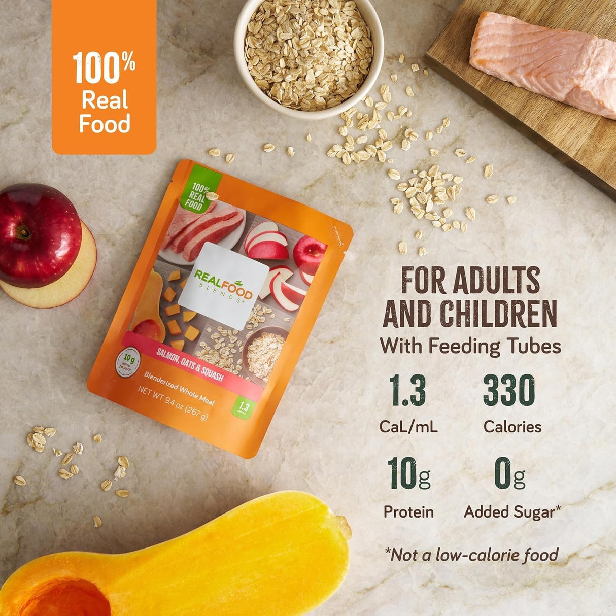 Real Food Blends Tube Feeding Formula, Salmon, Oats & Squash, 9.4 oz