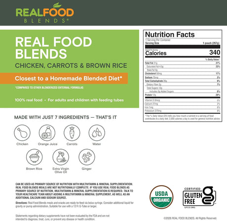 Real Food Blends Tube Feeding Formula, Chicken / Carrots / Brown Rice, 9.4 oz
