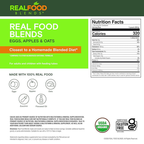 Real Food Blends Tube Feeding Formula, Eggs, Apples & Oats, 9.4 oz