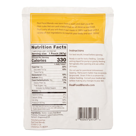 Real Food Blends Tube Feeding Formula, Beef, Potatoes & Spinach, 9.4 oz