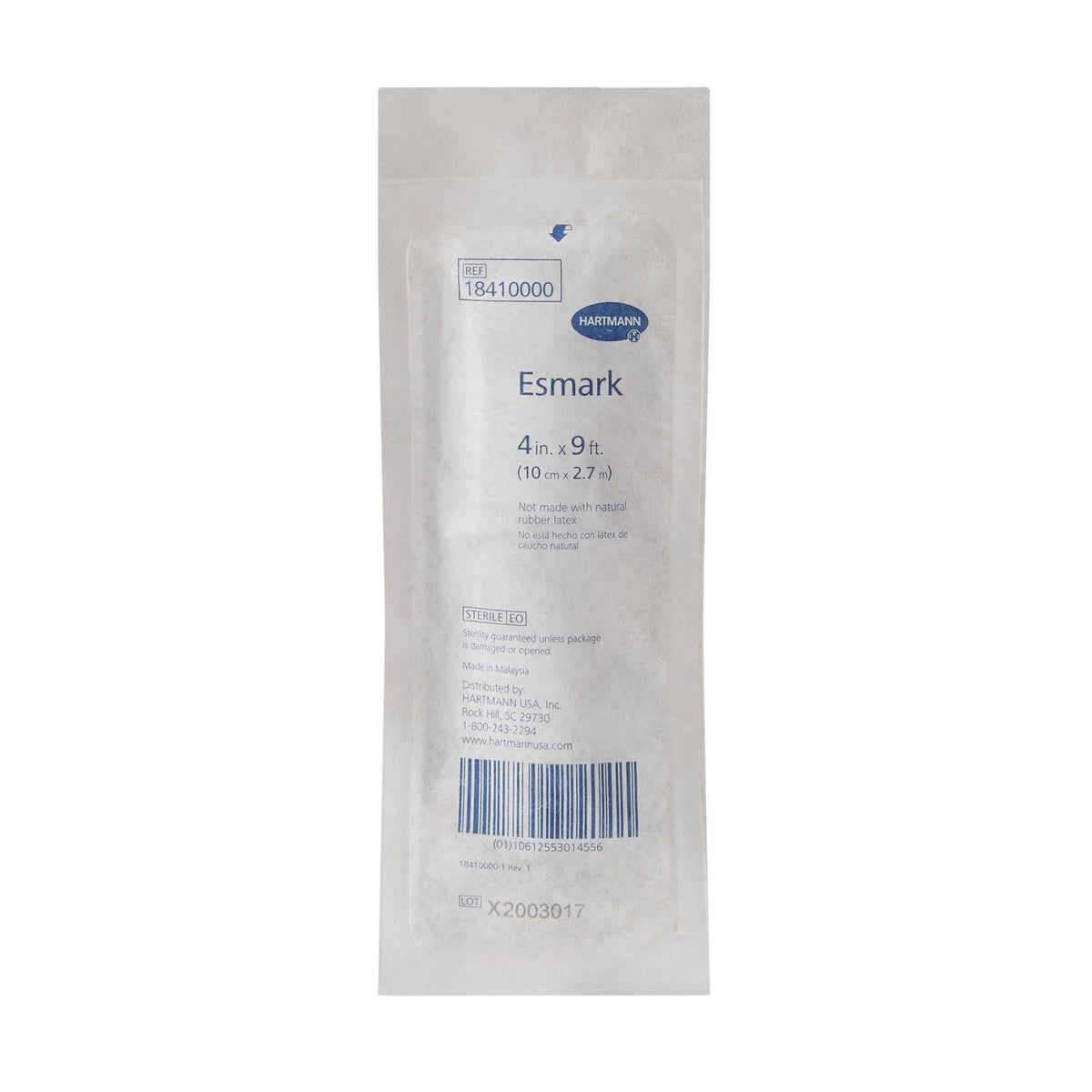 Esmark LF Compression Bandage, No Closure, 4" x 3 yd, White, Polyisoprene, Sterile, High Compression - 18410000 - LL Medico