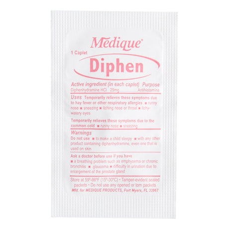 Diphen Diphenhydramine Allergy Relief, 25 mg, Tablet - 18447 - LL Medico
