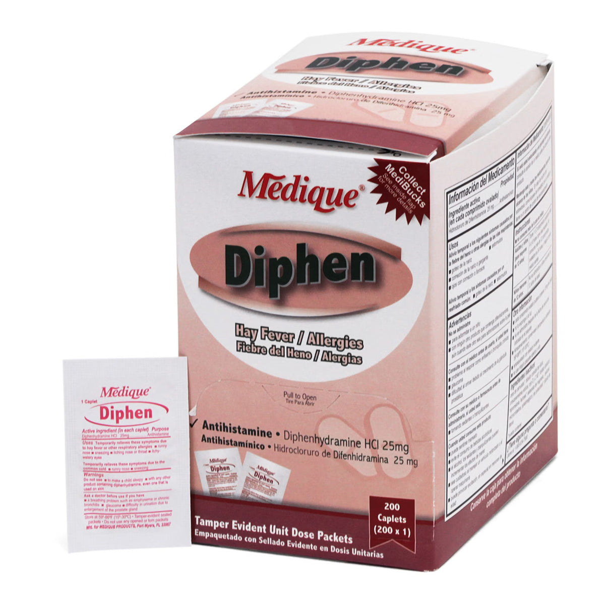 Diphen Diphenhydramine Allergy Relief, 25 mg, Tablet - 18447 - LL Medico