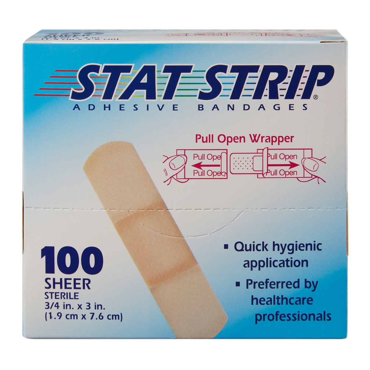 Dukal Stat Strip Adhesive Bandages Sheer, Sterile, 3/4" x 3" - 152001 - LL Medico