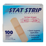 Dukal Stat Strip Adhesive Bandages Sheer, Sterile, 3/4" x 3" - 152001 - LL Medico