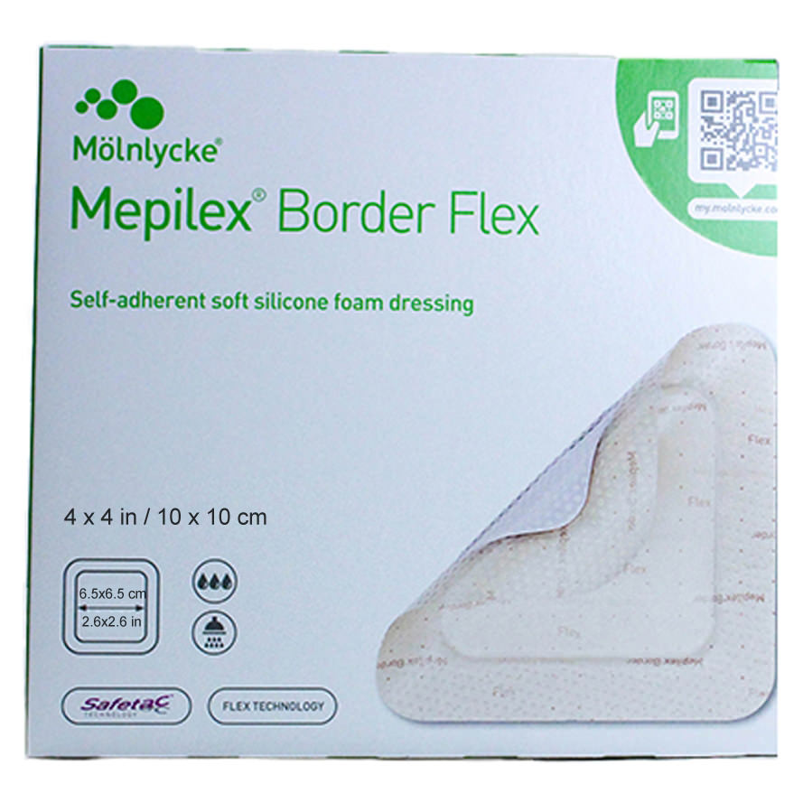 Mepilex Border Flex Adhesive with Border Foam Dressing, 6 x 8 Inch